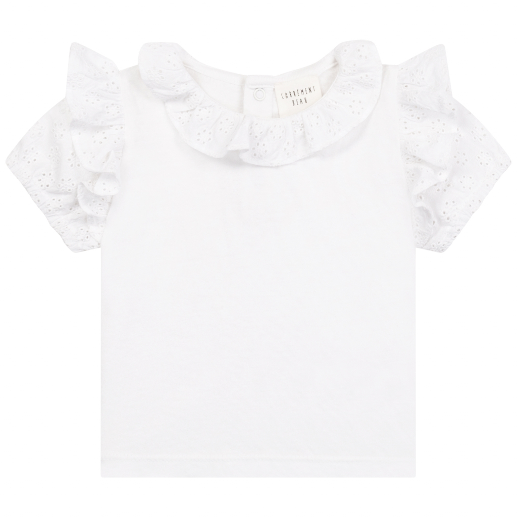 CARREMENT BEAU BABY Short Sleeved T-Shirt with English Embroidery