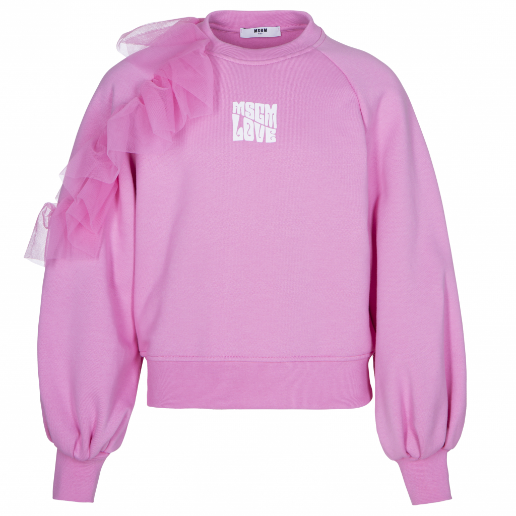 MSGM Logo Sweatshirt with Tulle Pink