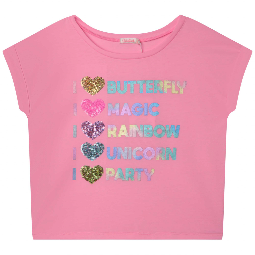 BILLIEBLUSH Short Sleeved T-Shirt with Sequined Hearts